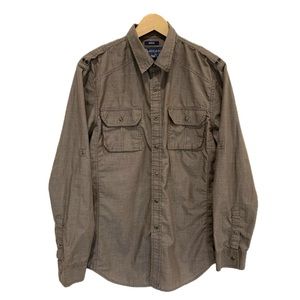 American Rag Mens Long Sleeve Snap Button Cargo Pocket Shirt Size M Military